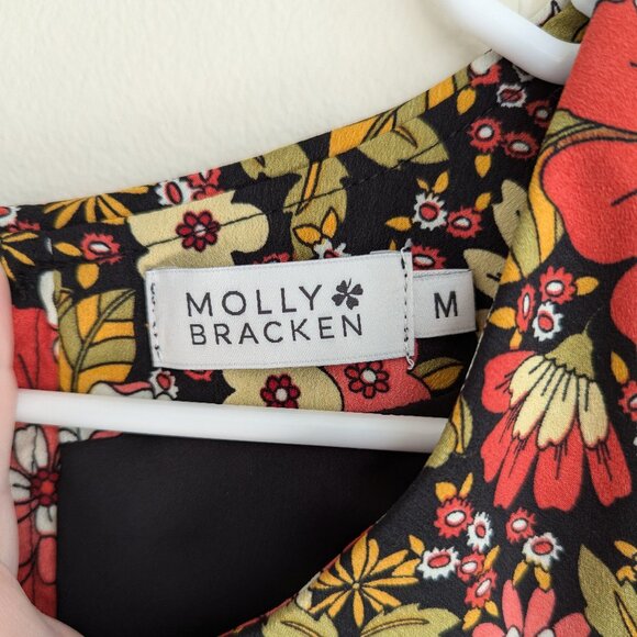 Molly Bracken - 70s Floral Patterned, peter-pan collared, short sleeved dress-M - Picture 8 of 11